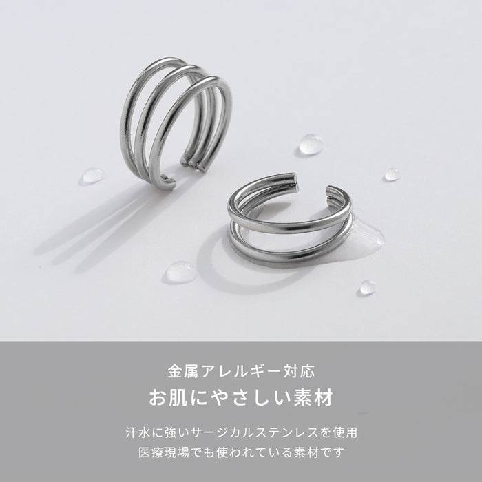 t1141-58 イヤーカフ イヤーカフス イヤカフ カフ フープ シルバー イヤリング ステンレス サージカルステンレス　片耳用