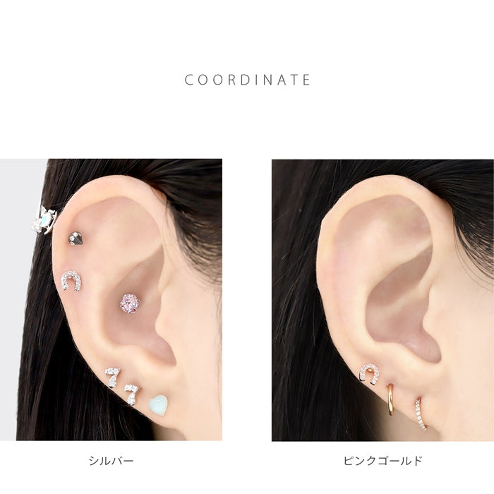 t1141-62 ボディピアス キャッチ 16G 18G 軟骨ピアス かわいい 馬蹄 幸運 ていてつ ジュエル キラキラ  シルバー ゴールド ピンクゴールド 合金 レディース カスタマイズ パーツ ねじ式 ピアス 耳