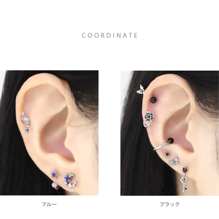 t1142-013-c ボディピアス キャッチ 16G 18G 星 軟骨ピアス スター ジュエル かわいい カスタマイズ ボディーピアス ボディピ 16ゲージ 軟骨用 ピアスキャッチ パーツ ピアスパーツ 18ゲージ ネジ式 ねじ式
