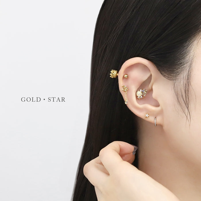 ★ t1142-054 軟骨ピアス 金属アレルギー対応 16G ボディピアス ジュエル  ジルコニア サージカルステンレス ピアス つけっぱなし ハート 星 スター サークル ラウンド 丸 プチプライス高見え さりげない 小さい デート お出かけ デイリー 日常使い 片耳用