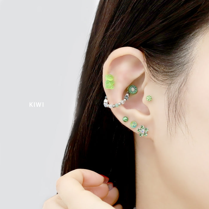 t1142-067 ボディピアス 16G 軟骨ピアス フルーツ 果物 スイカ キウイ オレンジ ボディーピアス ピアス クリアボール ストレート バーベル ストレートバーベル ボディ ボディピ おしゃれ かわいい 16ゲージ サージカルステンレス サージカル ステンレス