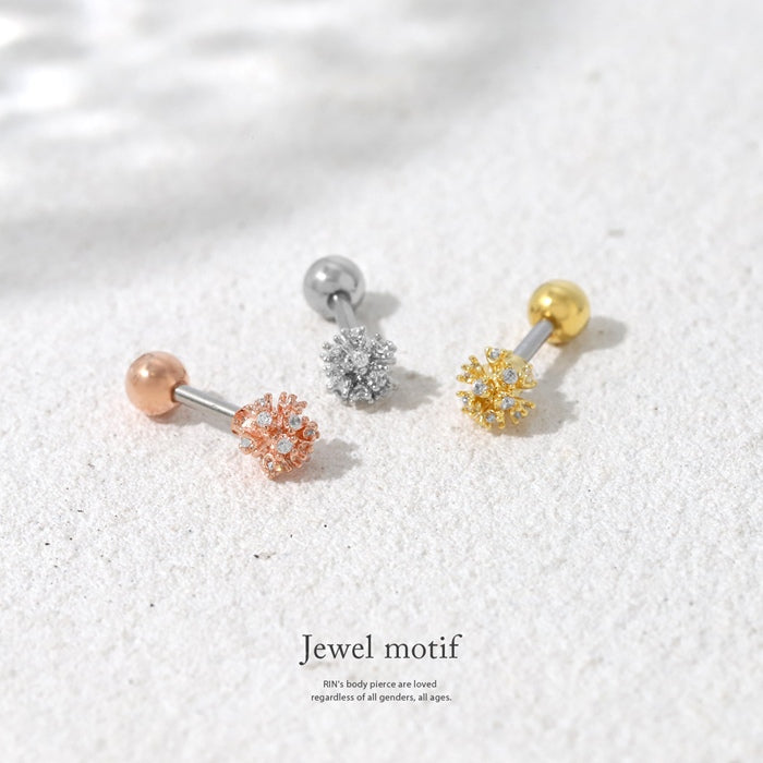 t1501-132 ボディピアス 軟骨 16G ボール スパークル ジュエル 小さめ 16ゲージ ストレートバーベル 片耳用 金属アレルギー対応