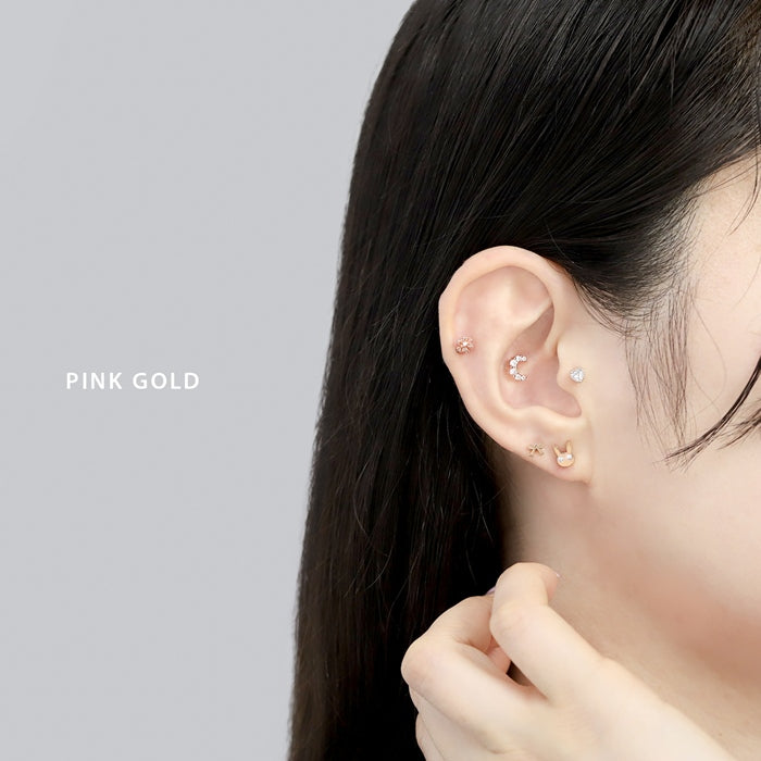 t1501-132 ボディピアス 軟骨 16G ボール スパークル ジュエル 小さめ 16ゲージ ストレートバーベル 片耳用 金属アレルギー対応