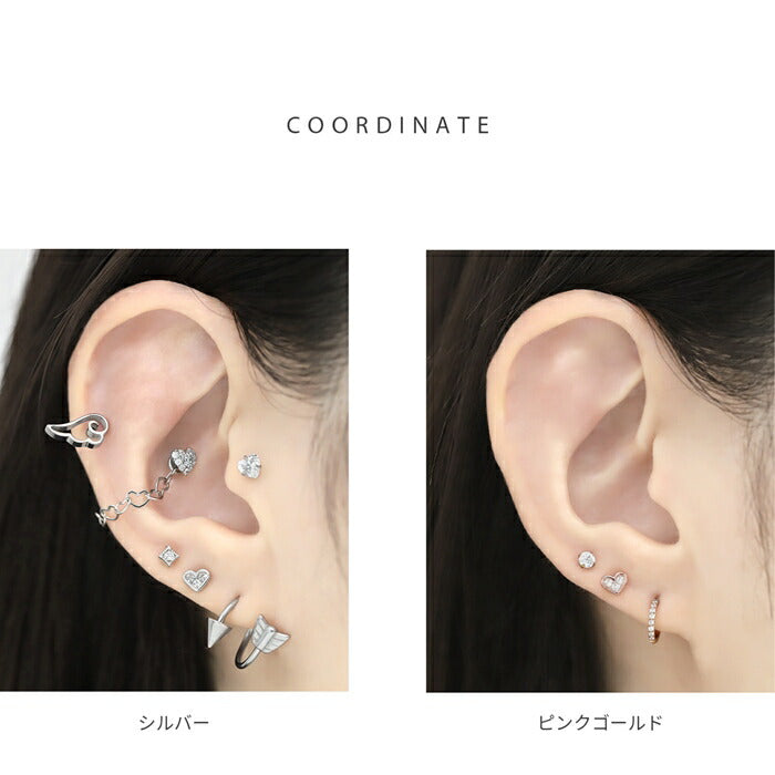 ★t1501-179 ボディピアス 軟骨ピアス 16G ハート つけっぱなし サージカルステンレス 金属アレルギー対応 キュービックジルコニア キラキラ 小さめ ストレートバーベル シルバー ゴールド ピンクゴールド デイリー 日常使い パーティ オケージョン ギフト 片耳用
