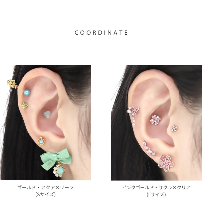 ★　▲14G発注不可▲t1501-181 軟骨ピアス 16G ボディピアス 14G クローバー 四つ葉 ストレートバーベル サージカルステンレス 片耳用
