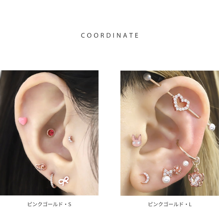 t1501-182 軟骨ピアス かわいい 16G ボディピアス 三日月 クレセント ムーン ジルコニア キラキラ ストレートバーベル ピアス サージカルステンレス 片耳用