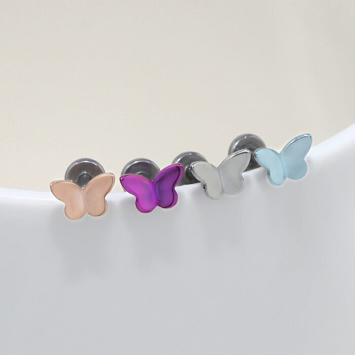 t8112-11 軟骨ピアス 16G 14G ボディピアス 金属アレルギー対応 金属アレルギー つけっぱなし サージカルステンレス ファーストピアス セカンドピアス レディース ゴールド ピンクゴールド シルバー ブラック 蝶 蝶々 ラブレット おすすめ プレゼント 片耳用