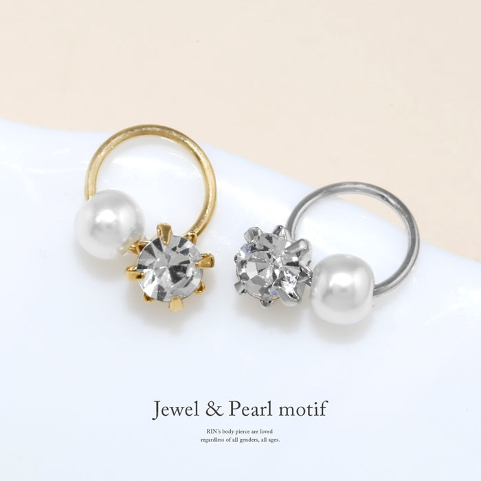 t8262-103-c チャーム 軟骨ピアス パーツ ボディピアス リング型 14G 16G 18G かわいい ジュエル パール リング カスタマイズ パーティ お出かけ ランチ会 デート フォーマル 片耳用
