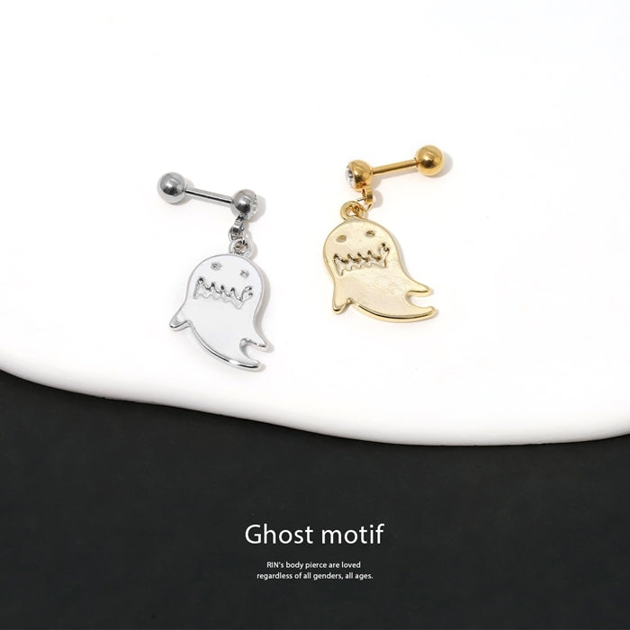 t8262-116【全品送料無料】 ボディピアス 14G ボディピアス 16G 軟骨ピアス 14G 軟骨ピアス 16G オリジナル0153 おばけ ゴースト ハロウィン ボディーピアス 軟骨 16g 14g かわいい ステンレス ロブ　ヘリックス 「BP」 「NAN」 「ハロウィン」 「uniq」