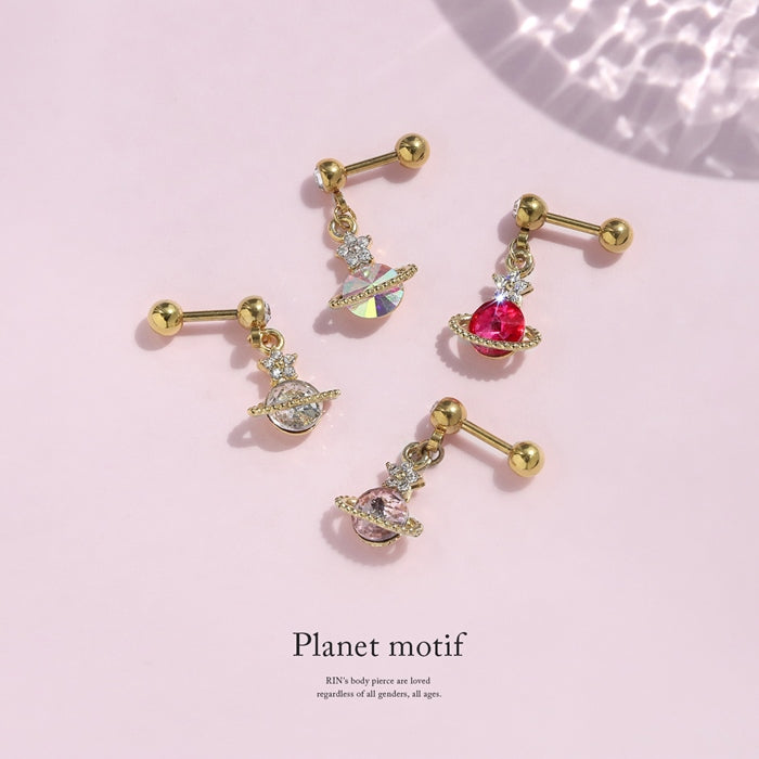 t8262-145 軟骨ピアス 14G 16G ボディピアス かわいい キャッチ チャーム サージカルステンレス 金属アレルギー対応 星 惑星 土星 スター コスモ 宇宙 ストレートバーベル セカンドピアス 軟骨用 軟骨 ピアス ボディーピアス