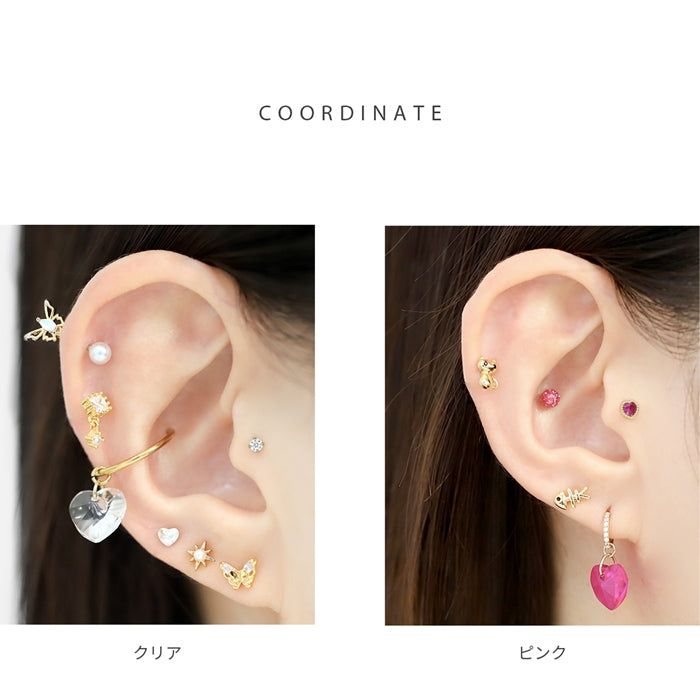 t8262-149【全品送料無料】 軟骨ピアス 14G 16G 18G ボディピアス かわいい チャーム ハート レッド ピンク カスタイマイズ アレンジ カスタム セカンドピアス 軟骨 ピアス ボディーピアス