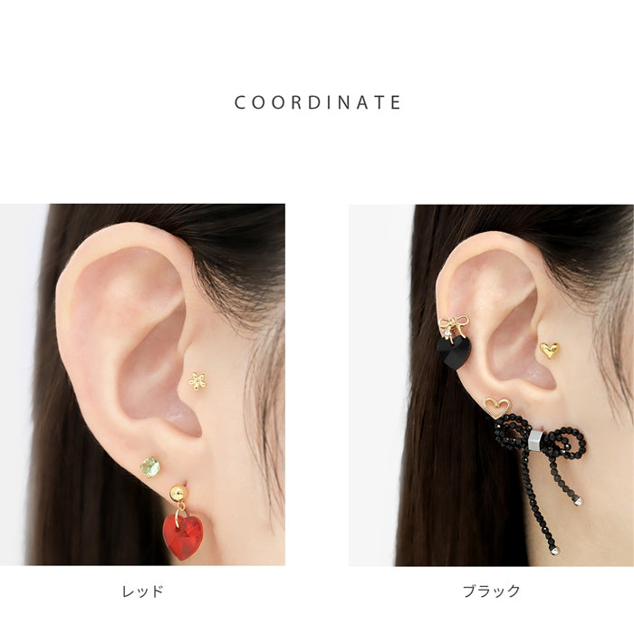 t8262-149【全品送料無料】 軟骨ピアス 14G 16G 18G ボディピアス かわいい チャーム ハート レッド ピンク カスタイマイズ アレンジ カスタム セカンドピアス 軟骨 ピアス ボディーピアス
