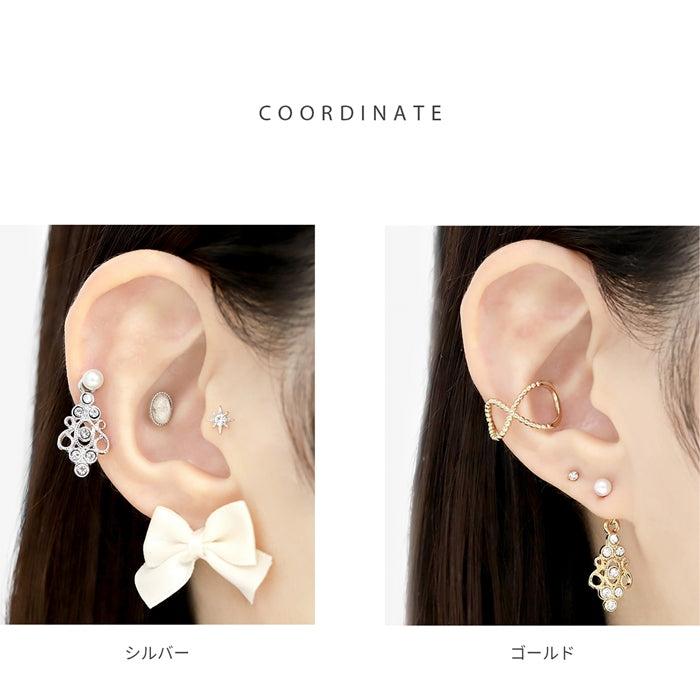 t8262-157【全品送料無料】 チャーム 軟骨ピアス 14G かわいい 16G ボディピアス レース ジュエル クラシカル ヨーロピアン  14ゲージ 16ゲージ 18ゲージ  ピアス ピアスパーツ 耳