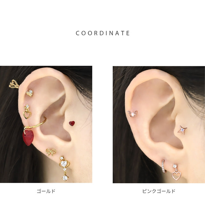 ★t9192-008【全品送料無料】 ボディピアス 軟骨ピアス 16G ハート ジュエル 軟骨チャーム付0155 「BP」 「NAN」 宝石 チャーム 16ゲージ ボディーピアス 軟骨 ピアス シルバー ゴールド ピンクゴールド