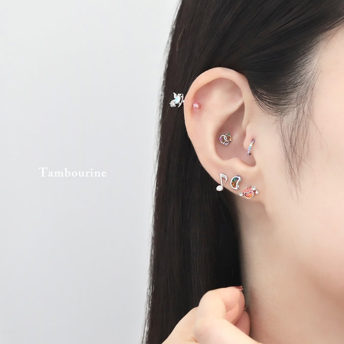 t9192-121 軟骨ピアス 16G ボディピアス 楽器 音楽 バイオリン サックス タンバリン ジュエル ストレートバーベル ピアス サージカルステンレス 片耳用