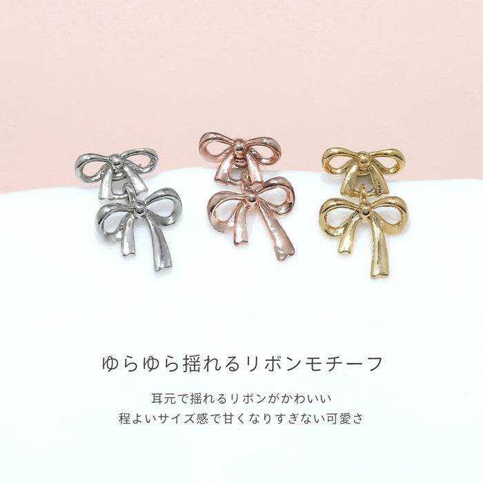t9192-123 軟骨ピアス 16G ボディピアス リボン チャーム付き バレエコア ゆれる かわいい ストレートバーベル ピアス サージカルステンレス 片耳用
