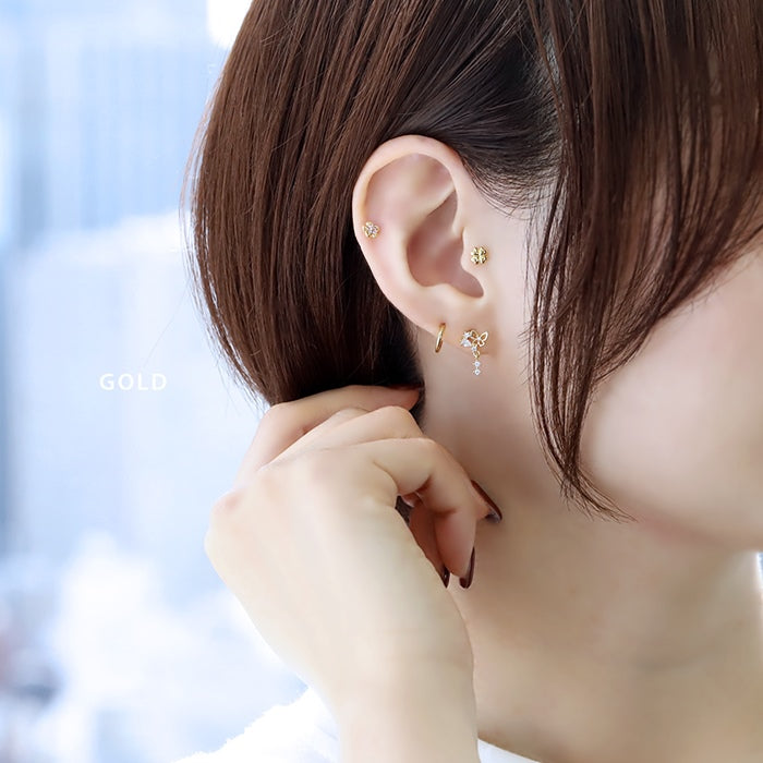 ★t9312-015 軟骨ピアス 16G ボディピアス かわいい キャッチ チャーム サージカルステンレス 金属アレルギー対応 バタフライ ジュエル 蝶 蝶々 揺れる かわいい 動物 アニマル おしゃれ キラキラ セカンドピアス  軟骨 ピアス ボディーピアス