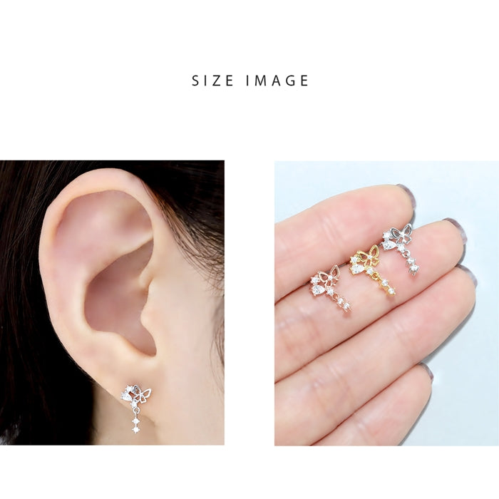 ★t9312-015 軟骨ピアス 16G ボディピアス かわいい キャッチ チャーム サージカルステンレス 金属アレルギー対応 バタフライ ジュエル 蝶 蝶々 揺れる かわいい 動物 アニマル おしゃれ キラキラ セカンドピアス  軟骨 ピアス ボディーピアス
