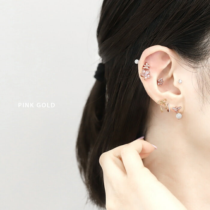 t9972-003 ボディピアス 軟骨ピアス 16G 金属アレルギー対応 金属アレルギー サージカルステンレス つけっぱなし ハチ ストレートバーベル レディース 女性 大人 仕事 オフィス きれい かわいい おしゃれ シンプル 小さめ シルバー ゴールド ピンクゴールド 普段使い