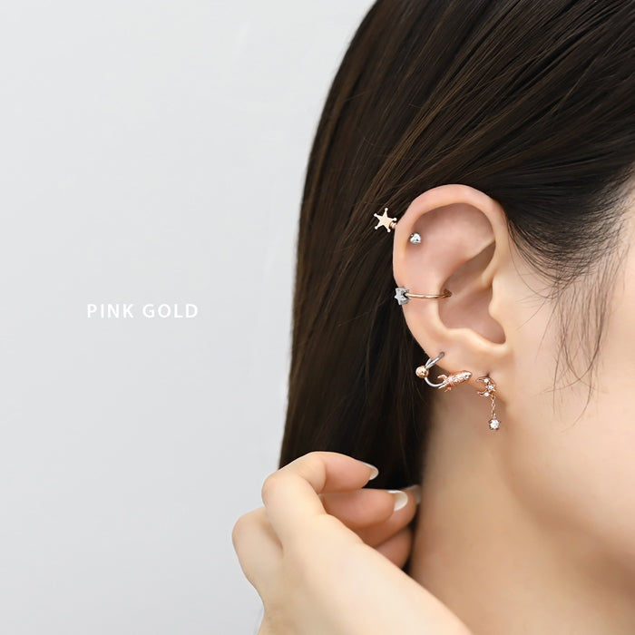 t9972-005 軟骨ピアス ボディピアス 16g 金属アレルギー対応 金属アレルギー つけっぱなし ロケット ステンレス ピアス ストレートバーべル セカンドピアス レディース サージカルステンレス 耳たぶ シンプル ゴールド ピンクゴールド シルバー 片耳用