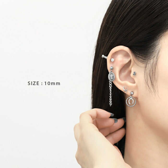 t9972-008 軟骨ピアス ボディピアス 16G ピアス 金属アレルギー対応 つけっぱなし サージカルステンレス リング フープピアス コイル ワンタッチピアス セグメントリング リングピアス キャッチレス メンズ レディース ヘリックス 個性的 かっこいい フープ 片耳用