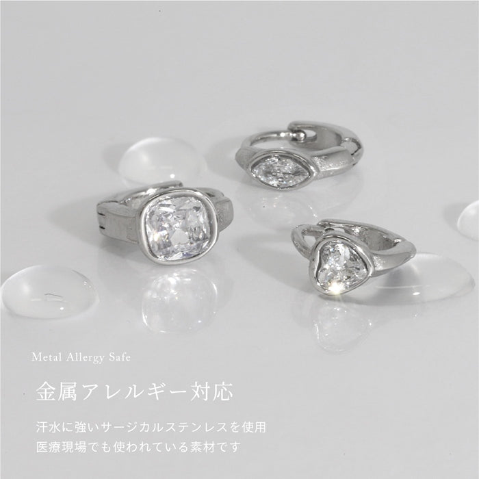 t9972-012 ステンレスピアス ミニフープ ワンタッチ ジュエル シンプル ワンタッチセグメントリング ピアス サージカルステンレス 片耳用