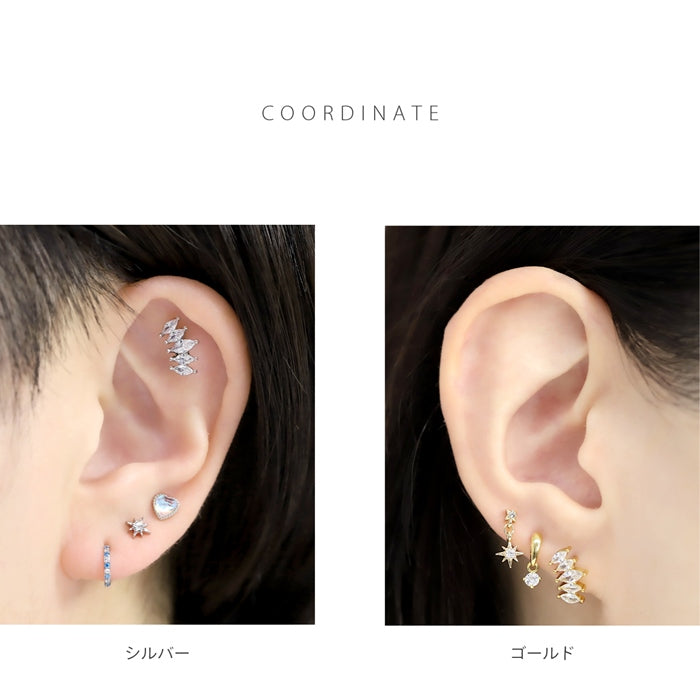 t9972-013 ステンレスピアス ジュエル キュービックジルコニア ビジュー 上品 ストレートバーベル ピアス サージカルステンレス 片耳用