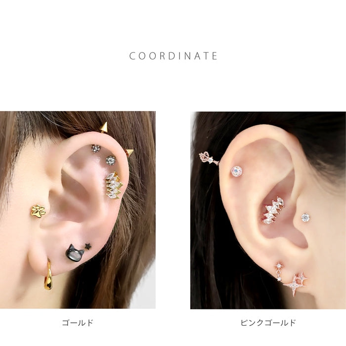 t9972-013 ステンレスピアス ジュエル キュービックジルコニア ビジュー 上品 ストレートバーベル ピアス サージカルステンレス 片耳用