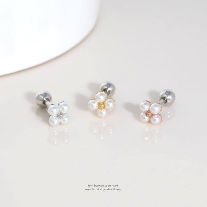 t9972-016 軟骨ピアス 16G ボディピアス パール 上品 大人カワイイ きれいめ 高見え シンプル 日常使い ストレートバーベル ピアス サージカルステンレス 片耳用