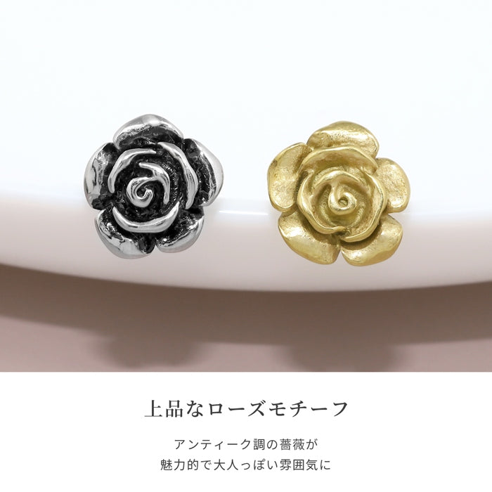 w1f-118-11 軟骨ピアス 16G ボディピアス バラ ローズ 薔薇 花 アンティークローズ 金属アレルギー ストレートバーベル ピアス サージカルステンレス 片耳用