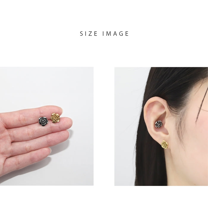 w1f-118-11 軟骨ピアス 16G ボディピアス バラ ローズ 薔薇 花 アンティークローズ 金属アレルギー ストレートバーベル ピアス サージカルステンレス 片耳用