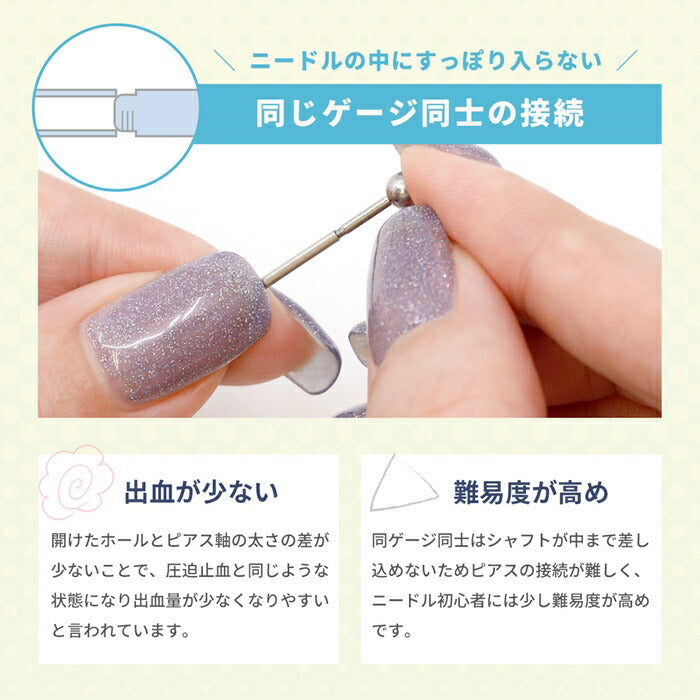 【2本セット】 ニードル 14G 16G ボディピアス ピアッシングニードル ピアス  軟骨ピアス サージカルステンレス 金属アレルギー対応 日本製 国産 医療用 ステンレス 滅菌 ファーストピアス