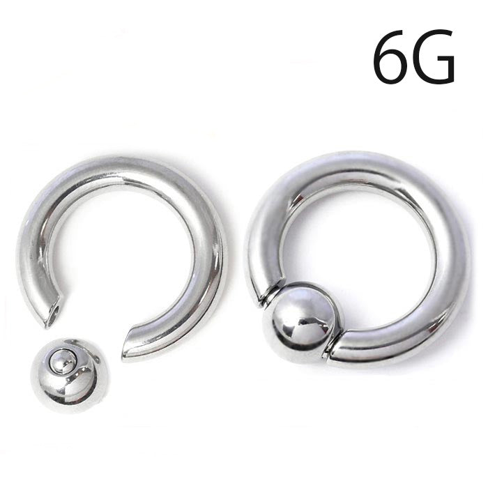 【全品送料無料】 ボディピアス 6G リングピアス キャプティブビーズリング CBR シルバー メンズ ステンレス ノンアレルギー ボディーピアス ボディピ ピアス ラージゲージ 大きめ 太め