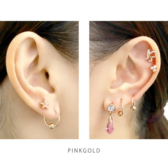 【24K 金属アレルギー対応】ボディピアス 24K 24金 コーティング 18G 16G 14G つけっぱなし ゴールド ピンクゴールド リングピアス フープピアス 金属アレルギー対応 耳たぶ ヘリックス キャプティブビーズリング 軟骨ピアス オービタル 耳たぶ 軟骨 ピアス 日本製 片耳用