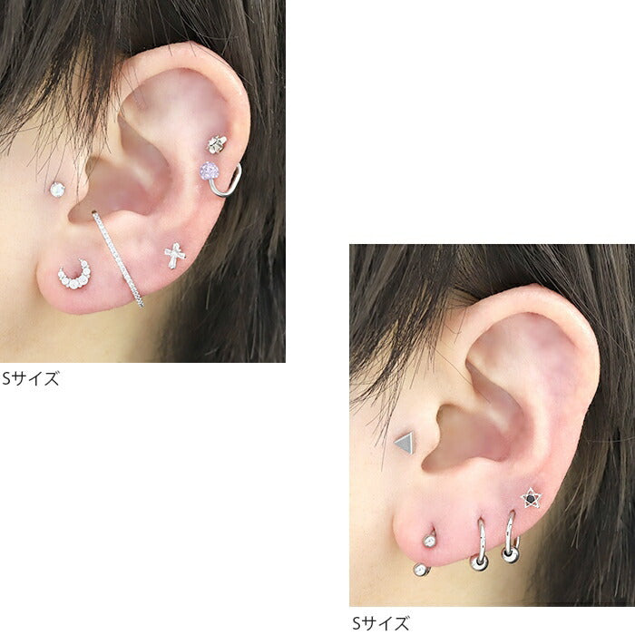 軟骨ピアス ボディピアス 16G ピアス 金属アレルギー サージカルステンレス  サーキュラーバーベル ステンレスピアス レディース メンズ セカンドピアス シルバー シンプル 口ピアス リップピアス リップリング 変形 かっこいい かわいい 片耳用