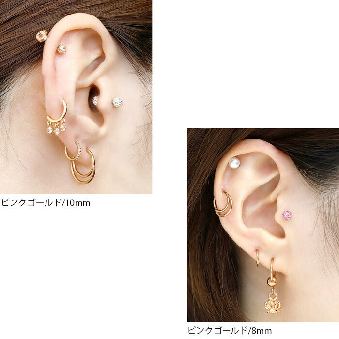 【全品送料無料】 ボディピアス 16G リングピアス 14G ワンタッチ ピアス 2連 サージカルステンレス 金属アレルギー対応 シンプル 片耳 片耳用 耳 軟骨用 耳たぶ用 ボディーピアス ピアス Pierce