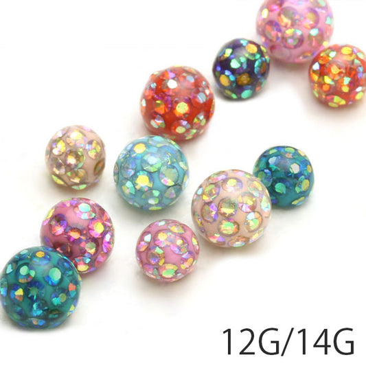 【廃盤】 ボディピアス 14G 軟骨ピアス 12G キャッチ リッチコーティングパヴェ ボール 樹脂 RCP ボディーピアス パーツ ネジ式 軟骨用 ピアス 12ゲージ 14ゲージ ジュエル ピアスキャッチ ボディピ ラブレット バーベル SA bl