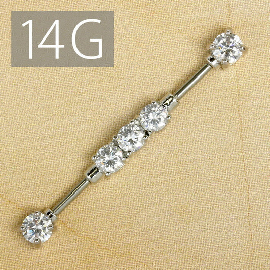 【廃盤】 【全品送料無料】 インダストリアル ボディピアス 14G 軟骨ピアス ピアス ロングバーベル サージカルステンレス ジュエル 個性派 ボディーピアス メンズ 14ゲージ ボディピ 軟骨 凛