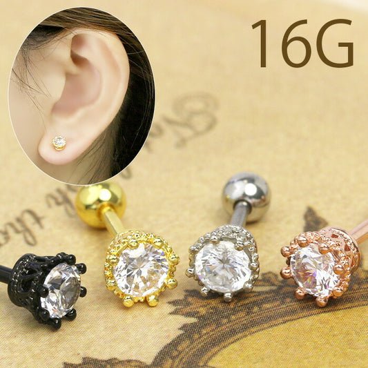 【廃盤】 ボディピアス 軟骨ピアス 16G クラウン ジュエル 軟骨1032 アンテナ へリックス イヤーロブ サージカルステンレス ストレートバーベル ボディーピアス 凛 軟骨用 ボディピアス専門店 なんこつピアス 耳 りん サージカルステンレス「BP」「NAN」