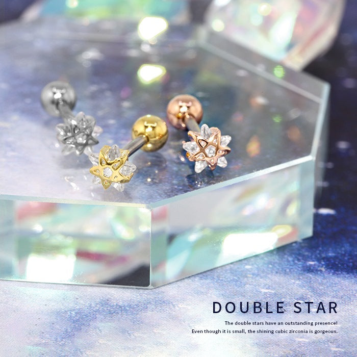 d-018 ボディピアス 軟骨ピアス 16G 星 スター ピアス 金属アレルギー サージカルステンレス シルバー ゴールド ピンクゴールド レディース ステンレス セカンドピアス ストレートバーベル シンプル キラキラ キュービックジルコニア かわいい 耳 軟骨用 片耳用