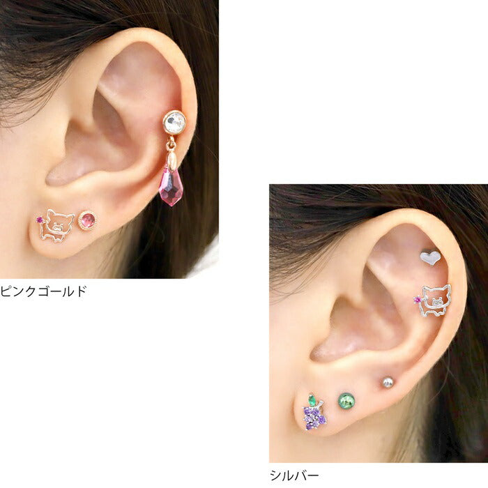 【楽天SOY５年連続受賞】ボディピアス 軟骨ピアス かわいい ぶた 16G シルバー ゴールド ピンクゴールド サージカルステンレス 金属アレルギー対応 つけっぱなし 豚 動物ピアス アニマル レディース 片耳用