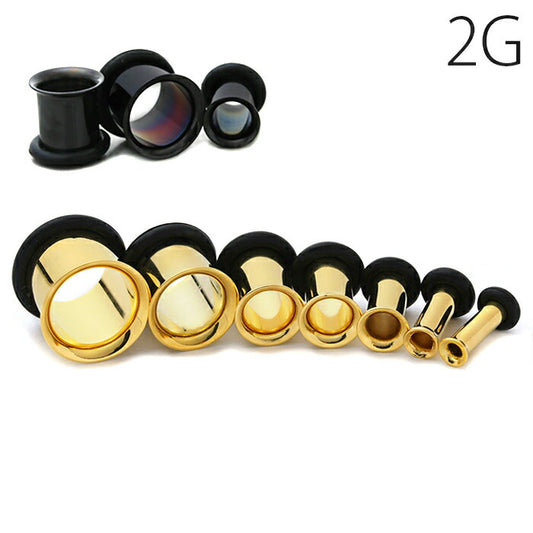 【全品送料無料】 2G シングルフレアアイレット ゴールド ブラック ボディピアス ボディーピアス ボディピ ピアス ラージゲージ 拡張 プラグ ホールトゥ トンネル「BP」「flasv」