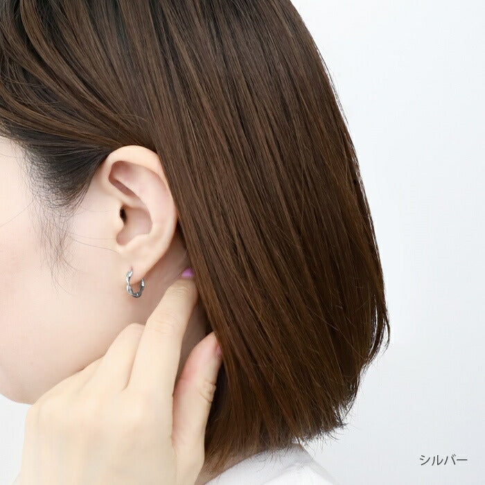 【廃盤】 fp-001　ピアス キャッチレス フープピアス リングピアス 金属アレルギー ニッケルフリー 18kコーティング レディース シルバー ゴールド おしゃれ かわいい 落ちない 小ぶり シンプル 小さい リング ワンタッチ リング 上品 きれいめ 華奢 耳たぶ hoopピアス 【両耳用・2個売り】