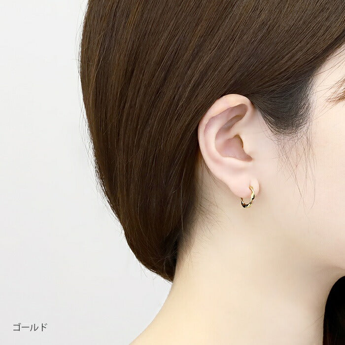 【廃盤】 fp-001　ピアス キャッチレス フープピアス リングピアス 金属アレルギー ニッケルフリー 18kコーティング レディース シルバー ゴールド おしゃれ かわいい 落ちない 小ぶり シンプル 小さい リング ワンタッチ リング 上品 きれいめ 華奢 耳たぶ hoopピアス 【両耳用・2個売り】