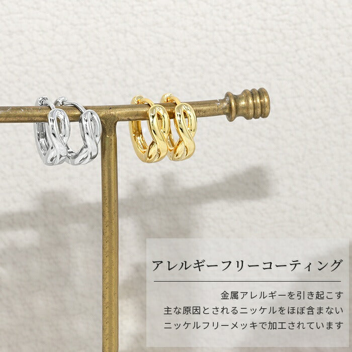 fp-010　ピアス キャッチレス フープピアス リングピアス 金属アレルギー ニッケルフリー 18kコーティング レディース シルバー ゴールド シンプル ワンタッチ リング オシャレ かわいい 落ちない 上品 きれいめ 耳たぶ hoopピアス 【両耳用・2個売り】