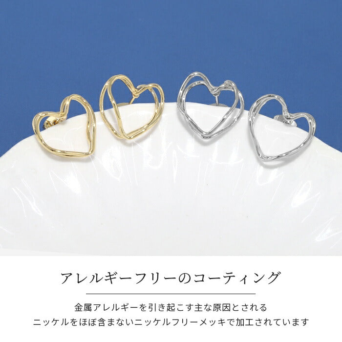 【廃盤】 fp-030 ピアス ハート18金 金属アレルギー ニッケルフリー ロジウムコーティング 18kコーティング スタッドピアス レディース シルバー ゴールド おしゃれ かわいい シンプル 上品 きれいめ 大きめ 耳たぶ 【両耳用・2個売り】