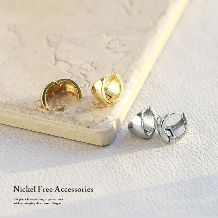 fp-044 ピアス 18k 18金 金属アレルギー フープ キャッチレス つっけぱなし ムーンピアス ニッケルフリー 18kコーティング レディース リングピアス セカンドピアス ワンタッチ シンプル シルバー ゴールド かわいい ロジウムコーティング 上品 耳たぶ 【両耳用・2個売り】