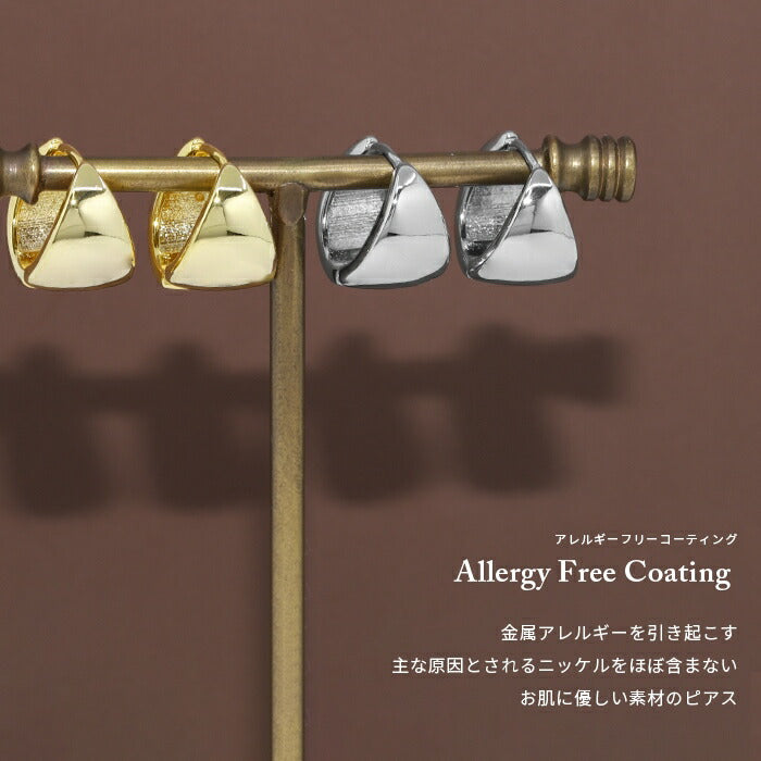 fp-044 ピアス 18k 18金 金属アレルギー フープ キャッチレス つっけぱなし ムーンピアス ニッケルフリー 18kコーティング レディース リングピアス セカンドピアス ワンタッチ シンプル シルバー ゴールド かわいい ロジウムコーティング 上品 耳たぶ 【両耳用・2個売り】
