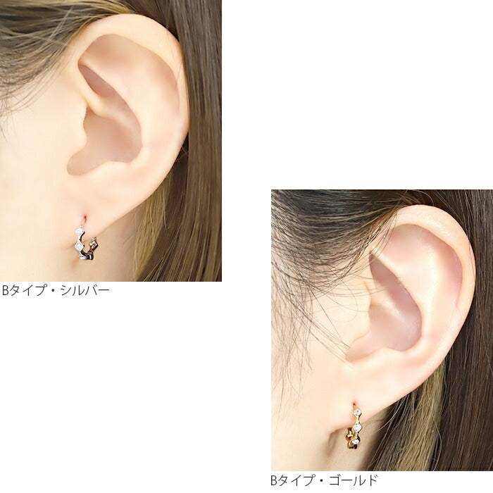 fp-049 ピアス 18k 18金 フープ リング つっけぱなし キャッチレス 18kコーティング レディース セカンドピアス シンプル シルバー ゴールド キラキラ ロジウムコーティング 上品 きれいめ 耳たぶ 【両耳用・2個売り】