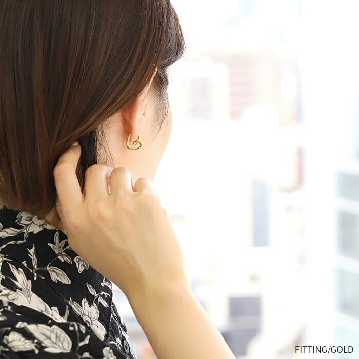 【廃盤】 fp-052 ピアス 18k 18金 ハート 金属アレルギー フープ つっけぱなし キャッチレス ワンタッチ ニッケルフリー 18kコーティング レディース セカンドピアス シンプル シルバー ゴールド ロジウムコーティング　変形 大人 上品 かわいい きれいめ 耳たぶ 【両耳用・2個売り】
